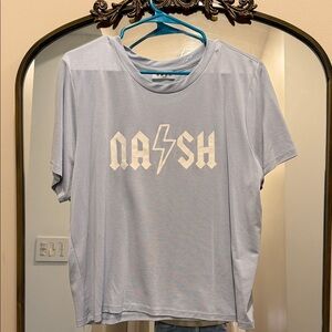 NASH Light Blue Logo cropped Tee - Crew Neck Short Sleeve
